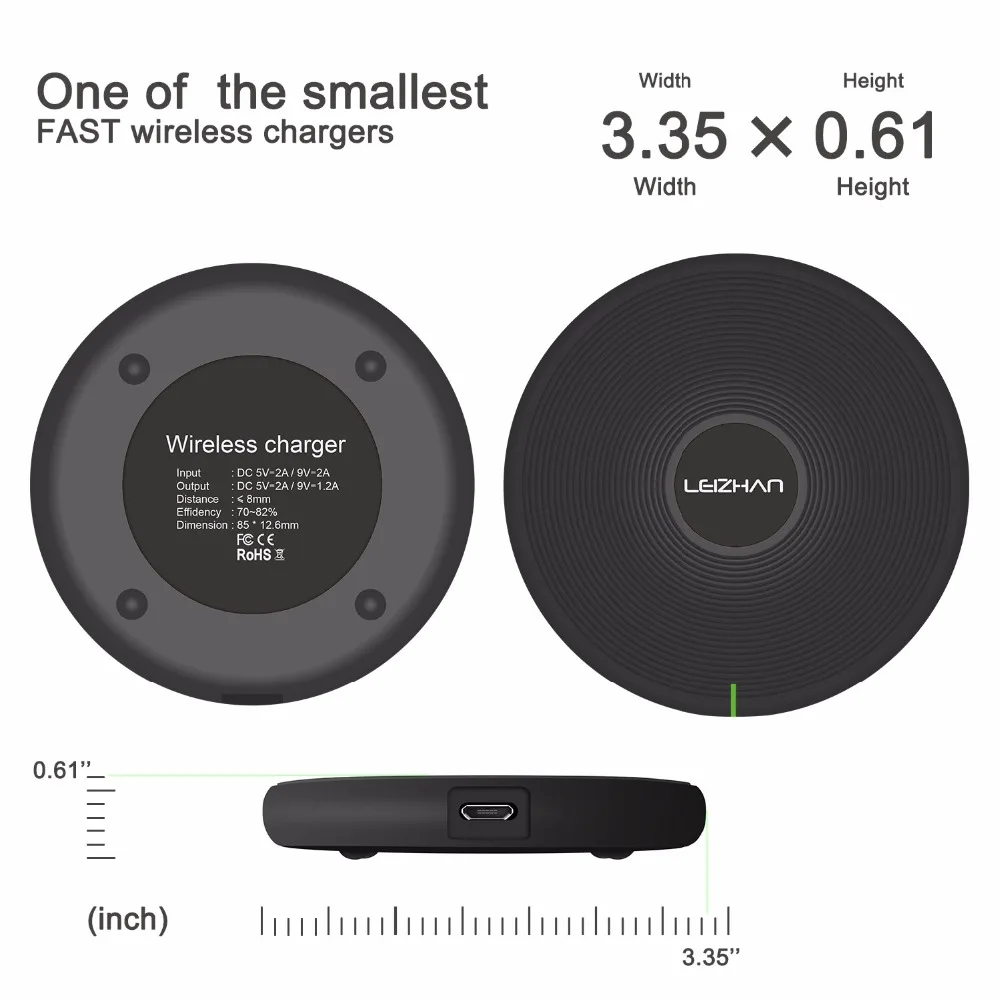 LEIZHAN Беспроводное зарядное устройство Qualcomm Quick Charge 2 0 для телефона iphone/8 plus Samsung Note