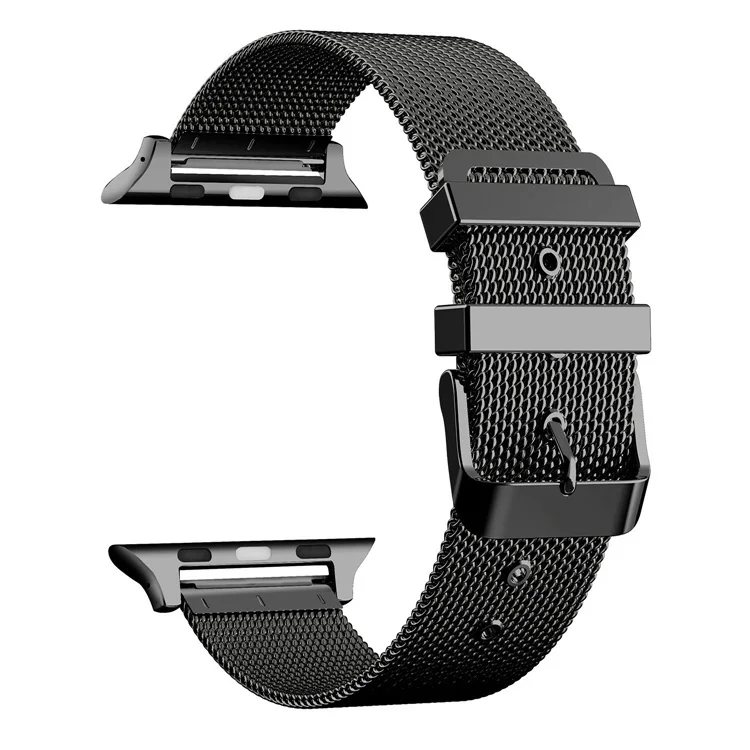 Нержавеющая сталь браслет для наручных часов Apple watch 4 44 мм 40 мм ремешок для часов, Миланская петля, ремешок на запястье для iwatch серии 3/2/1, 42 мм, 38 мм - Цвет ремешка: Black