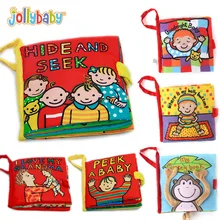 Jollybaby Baby Soft Cloth Books Peek A Boo Activity Crinkle Cover Book Educational Infant bebe Toys