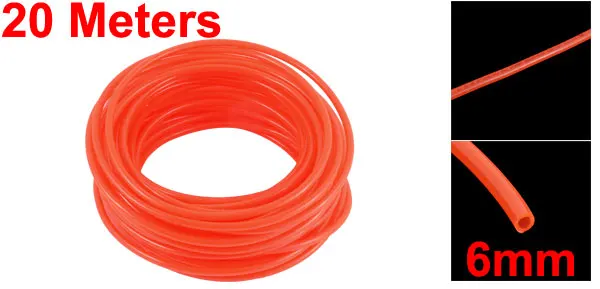 Polyurethane PU Air Tube Tubing Pipe Hose Orangered 20M Length 6mm x 4mm Dia