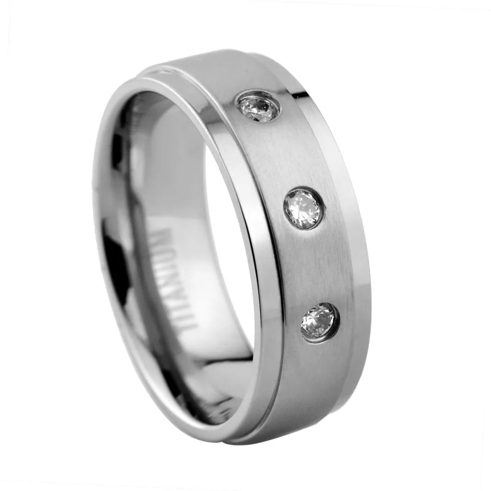 

CZ Stone Titanium Brushed Ring Fashion Jewelry