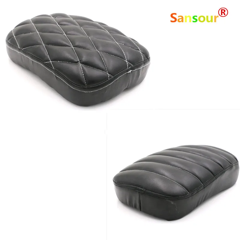 Motorcycle Black Rear Passenger Seat Pillion Cushion Pad Mat Leather Accessories