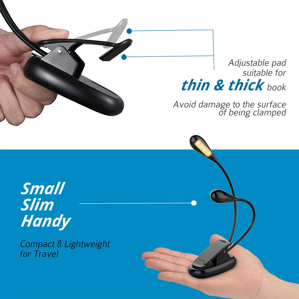 Перезаряжаемый светильник для книги LITOM 8 светодиодный Уход за глазами теплый
