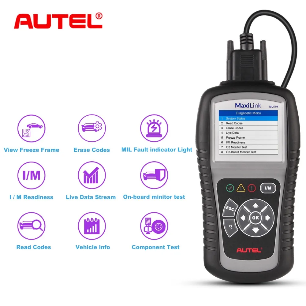Autel MaxiLink ML519 OBD2 автомобильный сканер диагностический инструмент Eobd obdii obd ii OBD 2