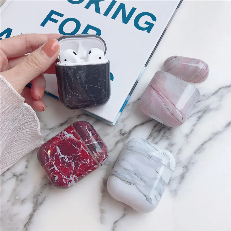 

Case For AirPods luxury Protective Cover Bluetooth Earphone Case unique Accessories for Airpods 2 Hard plastic marble design