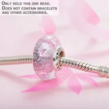 Rosa de cristal del corazón del melocotón de colores zirconia murano glass beads encantos de Plata de Ley 925 Pulseras para Las Mujeres Joyería JKLL008