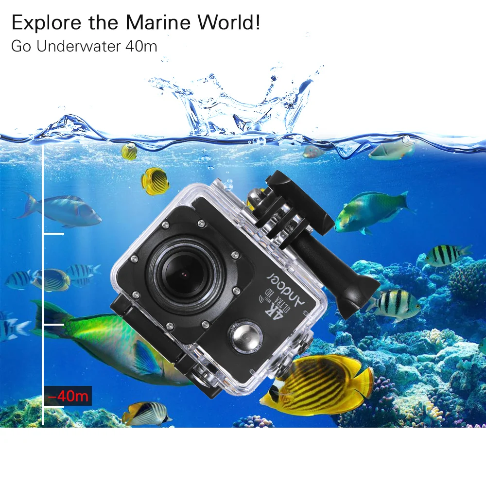 Экшн камера Andoer AN4000 4K 16 Мп Wi Fi 1080P 2 дюймовый ЖК экран широкоугольный объектив
