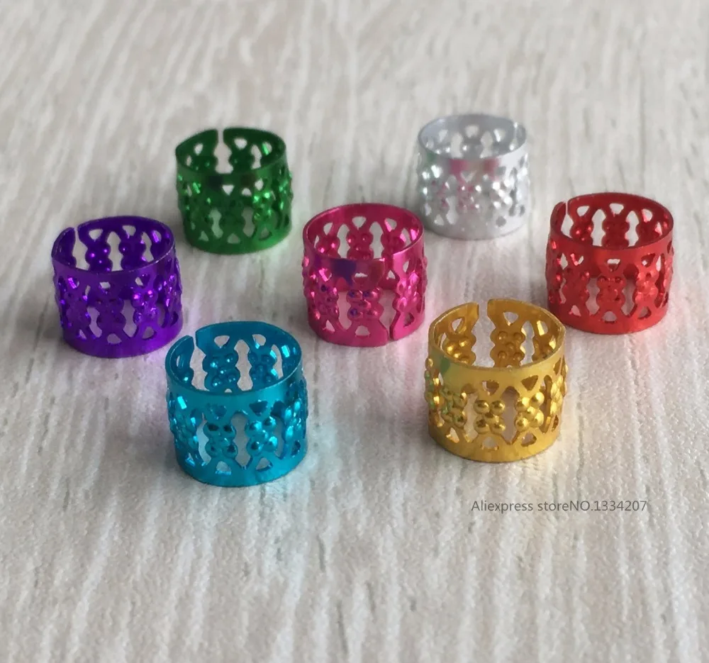 

100Pcs/Lot multi coloured color hair dread Braids dreadlock Beads adjustable cuff clip approx 8.5mm hole Micro Ring Beads