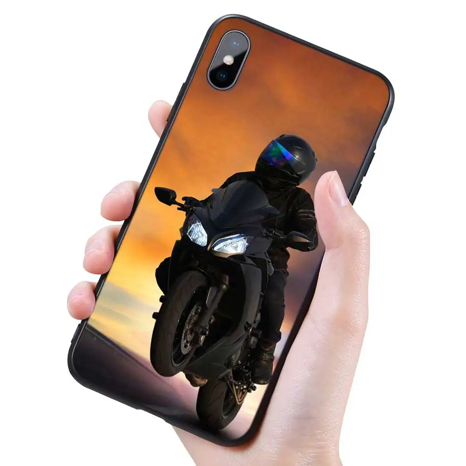 Силиконовый черный чехол для iPhone 11 Pro XR X XS MAX 7 8 6 6S Plus 5 5S SE 7Plus 8Plus мобильный телефон moto Cross moto rcycle sports