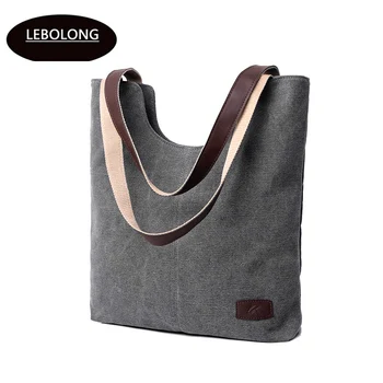 

Lebolong High Quality Women's Canvas Bag Shopping Bag Foldable Reusable Grocery Bags Cotton Fabric Eco Tote Bag Wholesale