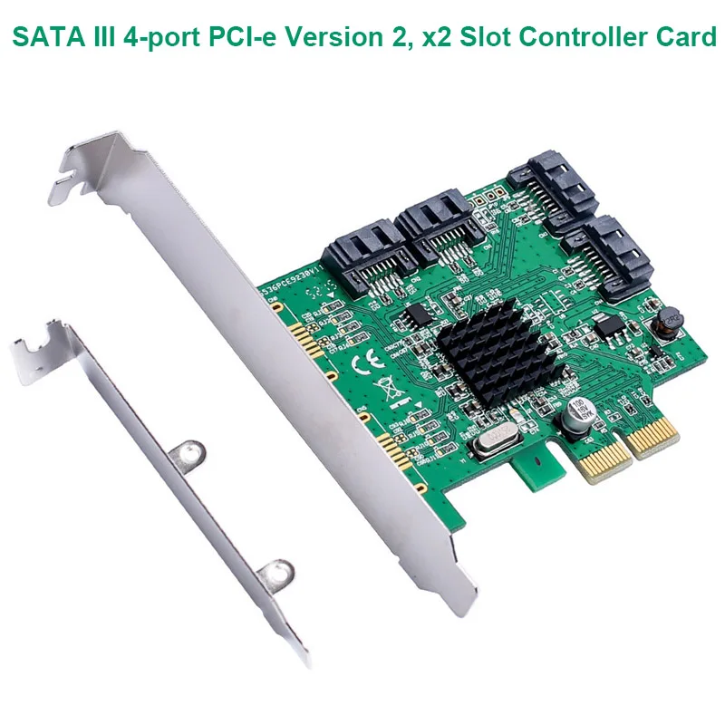 4 портовый контроллер SATA III PCI e версия 2 слот x2 карта с низкопрофильным кронштейном