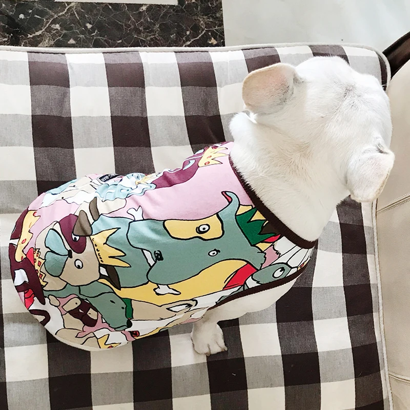 

Puppy Doodling French Bulldog Summer Cool Cotton Vest Pet Dog Clothes for Small Medium Dogs Clothing Pug Breathable Costume