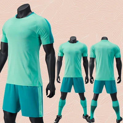 

SYNSLOVE design solid color sample training running football soccer short sleeve sport jersey set loose plus size customized