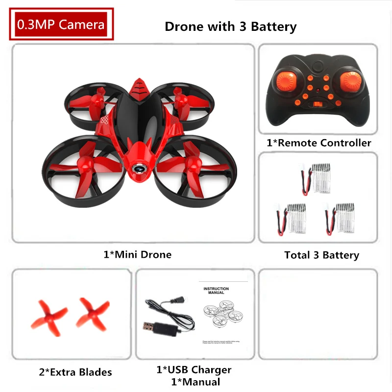 Мини-Дрон с камерой 0.3MP высота Квадрокоптер с камерой 2,4G RC вертолет 6 оси RC Квадрокоптер игрушки VS H36 E010 - Цвет: B3 with 0.3MP Camara