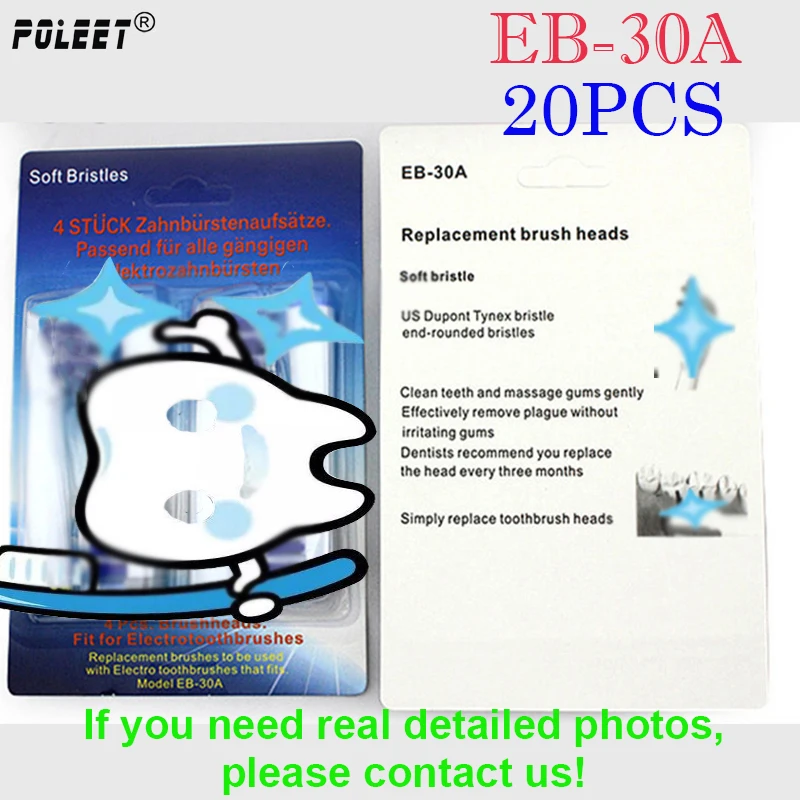 

Poleet 20Pcs=5P Electric Toothbrush Replacement Heads EB-30A EB30A For Oral-B1 Hygiene Soft bristled Toothbrush Heads