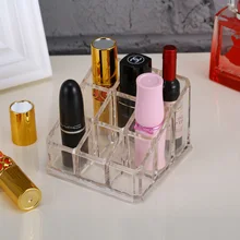 Прозрачный органайзер для макияжа с 9 сетками, коробка для хранения губной помады, пластиковый держатель для губ, косметический Органайзер, дешевая коробка