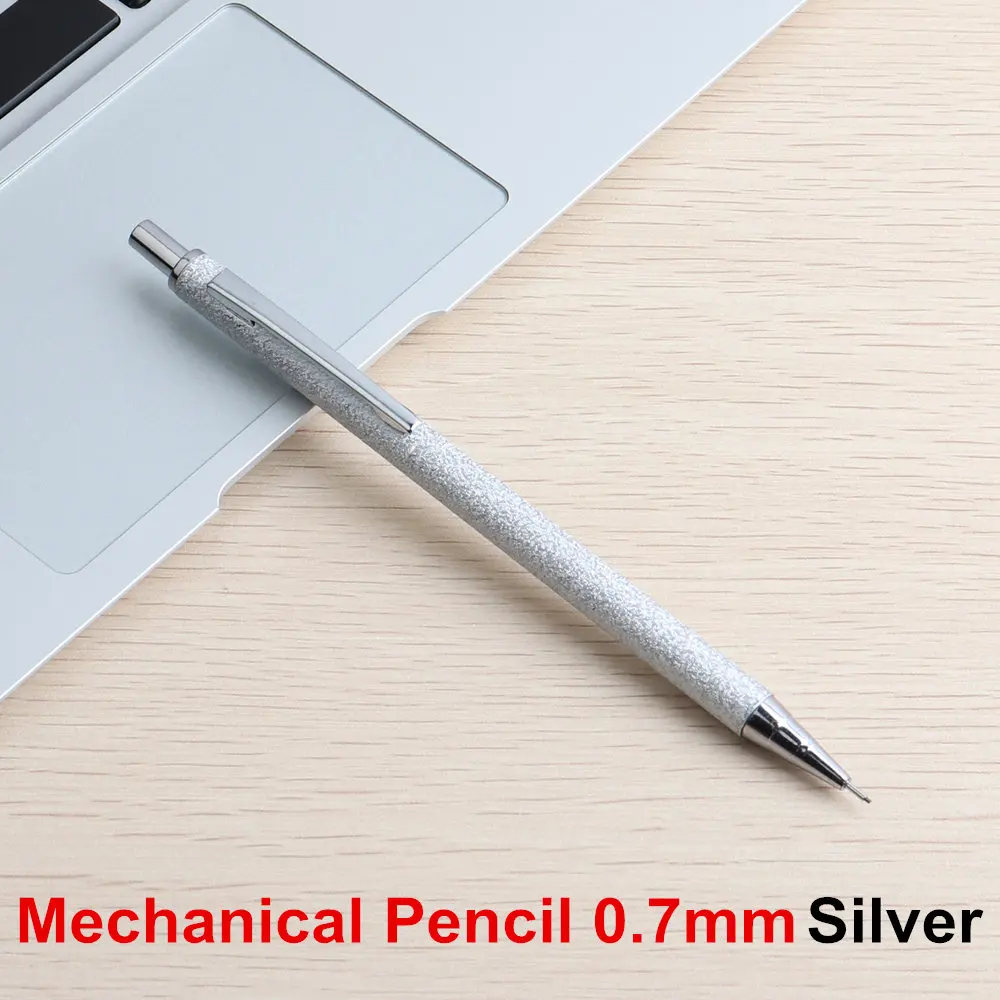0,5/0,7 мм металлический механический карандаш канцелярские творческий Пресс автоматический ручки для студента для рисования офиса и школы - Цвет: Pencil Silver 0.7