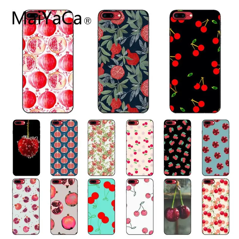 

MaiYaCa Food fruit red pomegranate and Cherry Phone Case For iphone 11 Pro Max X XS MAX 6 6S 7 7plus 8 8Plus 5 5S XR