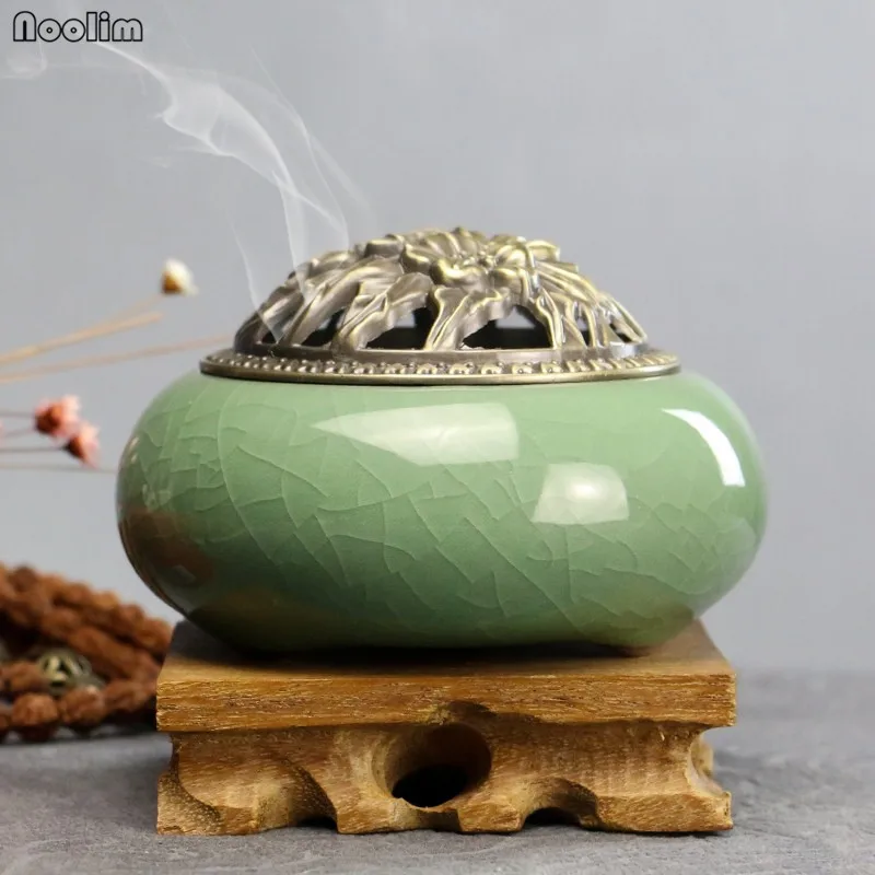

NOOLIM Wooden Incense Burner Base Tea Tray Vase Base For Tea house Home Decoration