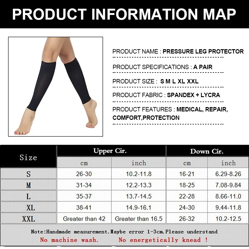 1 пара компрессионных Гетр, Медицинские носки для предотвращения варикозного расширения вен, упругие, цвет кожи, черные опоры для ног, фиксация обертывания