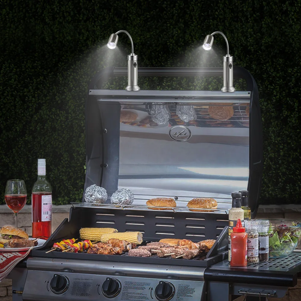 Гриль для барбекю с регулируемым фокусом света Тип Гибкий Gooseneck 2 шт BBQ Light 3 AAA