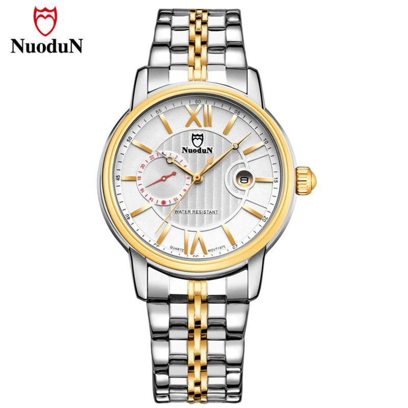 

Mens Watches Nuodun Luxury Brand Casual Quartz Watch Men Classic Stainless Steel Wristwatch Date Waterproof Relogio Masculino