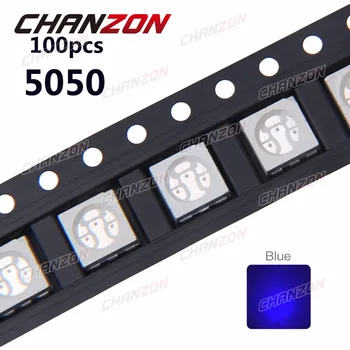 

100pcs SMD 5050 LED Chip Light Blue Super Bright 60mA 3V Surface Mount SMT Light Emitting Diode LED Lamp Electronics Components