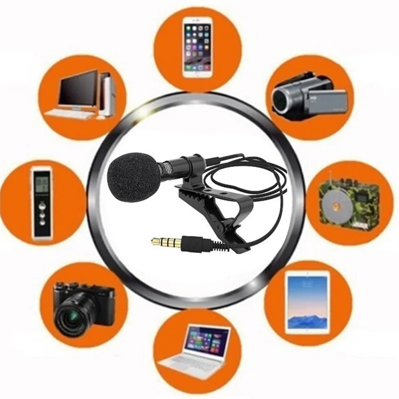Universal 3.5mm Mini Headset Microphone Lapel Lavalier Clip Microphone for Lecture Teaching Conference Guide Studio Mic Portable