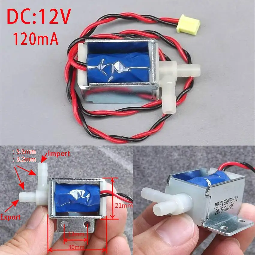 

Air Water Valve DC12V 120mA Solenoid valve Mini electric valve Discouraged valve Normally Closed