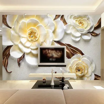 

Custom Wall Cloth 3D Embossed Beautiful Flower Photo Wallpaper Living Room TV Sofa Backdrop Wall Covering Home Decor Wall Papers