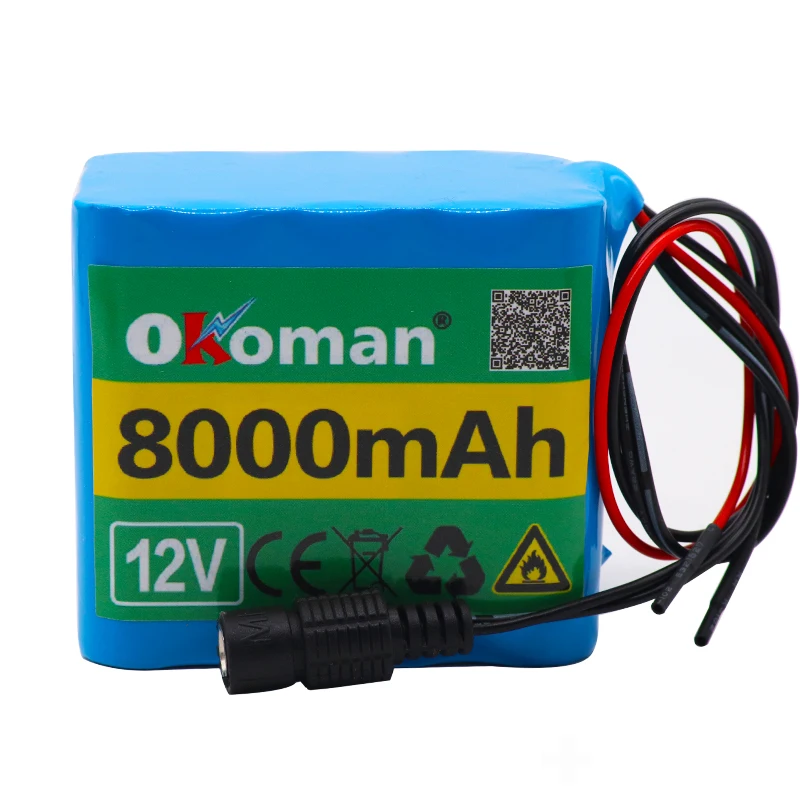 Okoman аккумулятор большой емкости 12 V 8000 mAh 18650 литий-ионная аккумуляторная батарея 8Ah DC12.6V и зарядное устройство