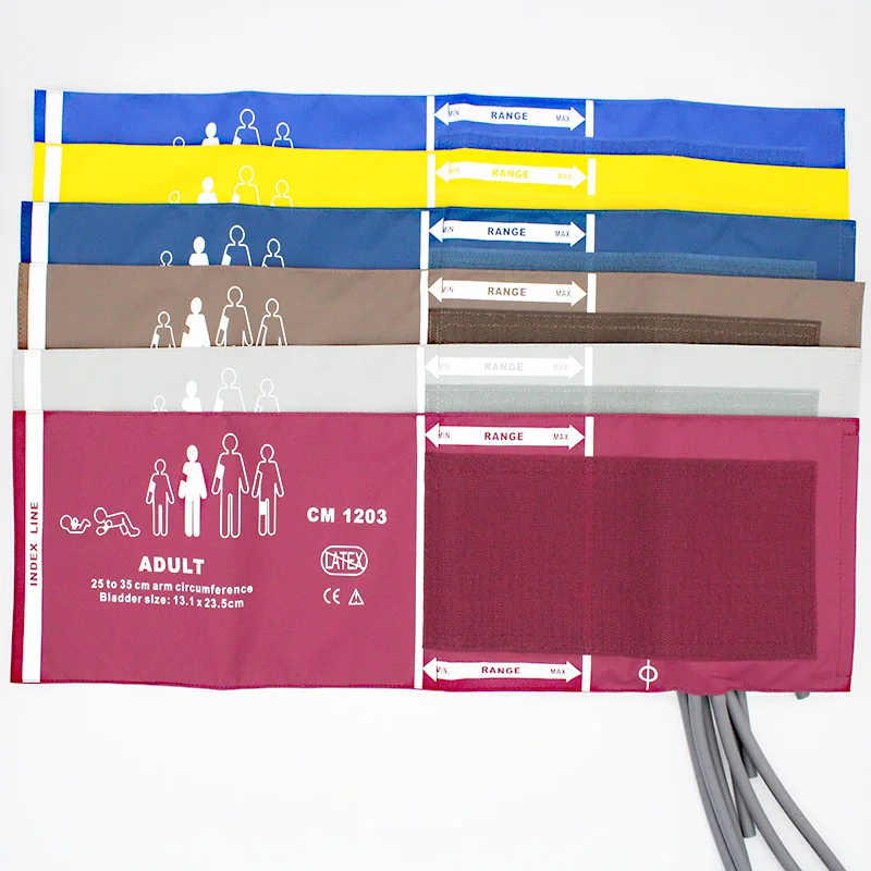 

6pcs 6 colors high quality Reusable soft leather single/dual tube NIBP cuff Use for adult blood pressure