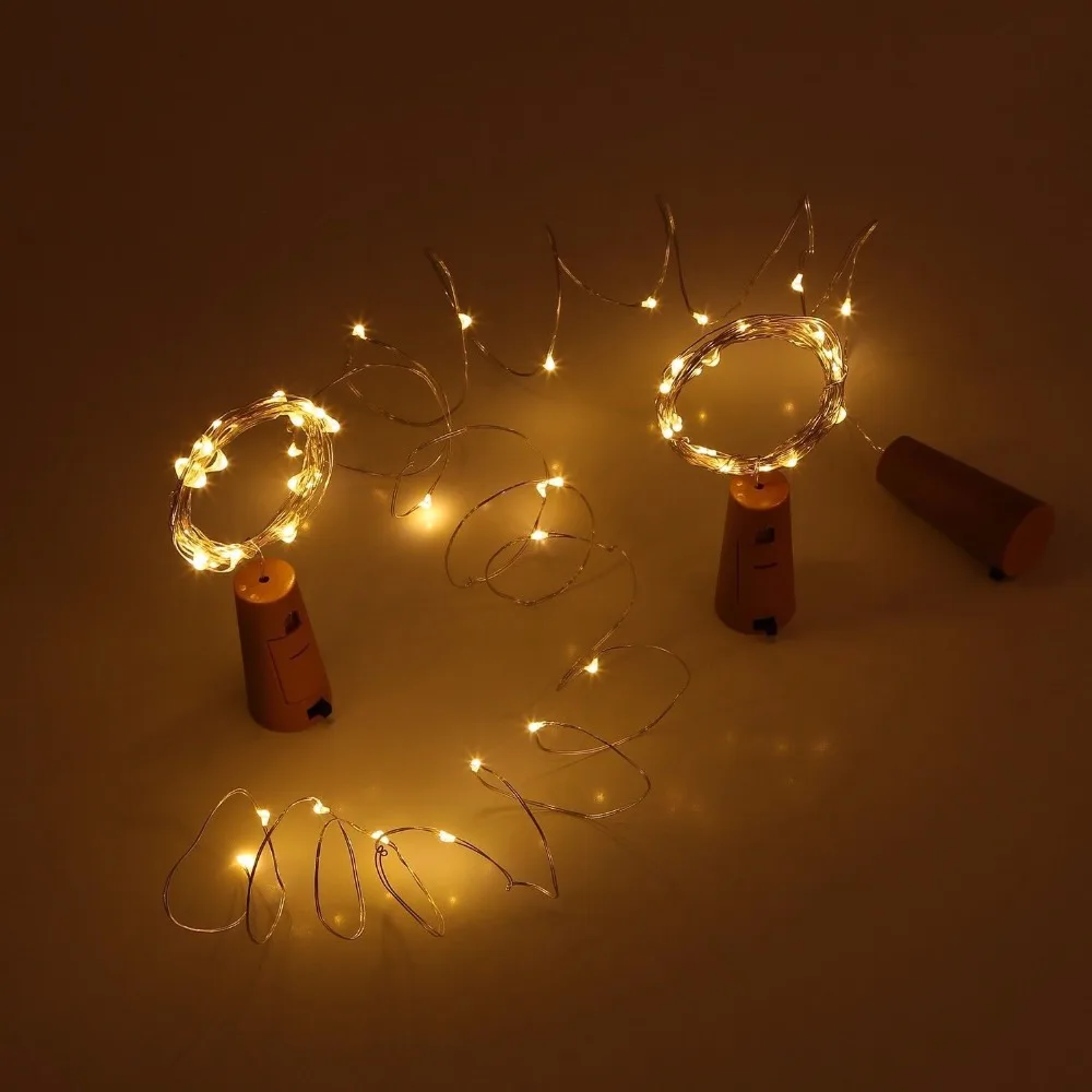 20 светодио дный бутылки вина пробки батарея питание Звездное DIY Рождество огни