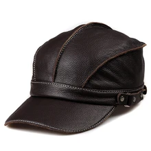 Svadilfari зима из воловьей кожи шапка мужская повседневная Бейсбол Кепки шапка ухо теплые кожаные фуражке