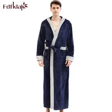 Мужской Халат с капюшоном, длинное кимоно для мужчин, банный халат, осенне-зимняя одежда для сна, халат, теплая фланелевая Мужская домашняя одежда, новинка, bata hombre