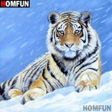 HOMFUN полная квадратная/круглая дрель 5D DIY Алмазная картина "Животные тигр снег" 3D вышивка крестиком 5D Декор подарок A16801