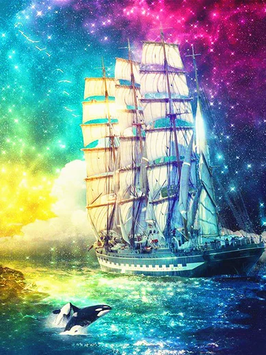 

Diamond Painting Sailboat Full circular Diamond Embroidery Embroidery DIY5D Diamond Home decoration