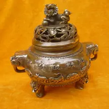 Чудесная старая медь кадильница/ладан, резьба 12 циклов зодиака животных, с отметкой, лучшая коллекция и украшение