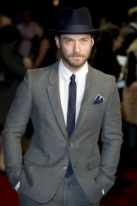 Classic Grey British Style Notch Lapel Men Slim Fit Suits