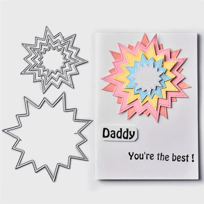 

Naifumodo Layer Dies Cutting Sunlight Star Frame Crafts Metal Cutting for Scrapbooking Card Album Embossing Die Cut Template