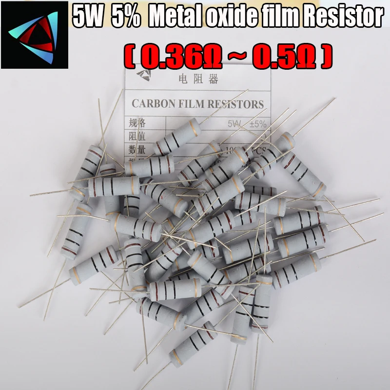 

5PCS 5% 5W Metal oxide film Resistor 0.36 0.39 0.43 0.47 0.5 ohm Carbon Film Resistor