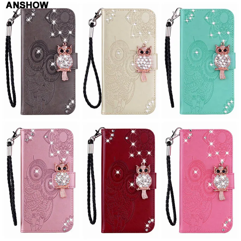 

3D Owl Leather Wallet Case For Huawei Mate 20 Lite Y9 2018 Galaxy (A7 A750 A9)2018 Flower Bling Diamond Lace Love 50PCS
