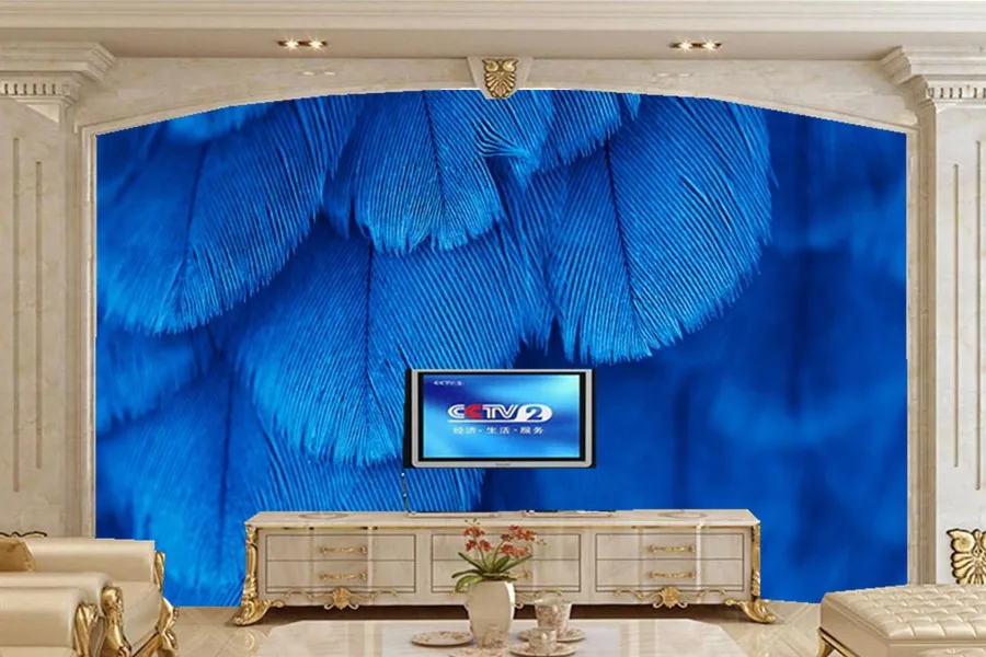 

Custom Feathers Closeup Blue wallpapers,living room TV sofa wall bedroom 3d wallpaper art photo 3d larege murals