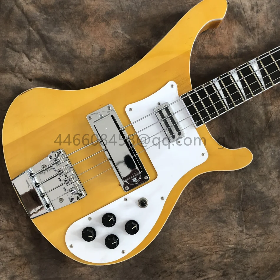 

Free shipping Factory custom good Sound effect new bass guitar fingering custom made 4 strings musical NO.1 yellow Color gift