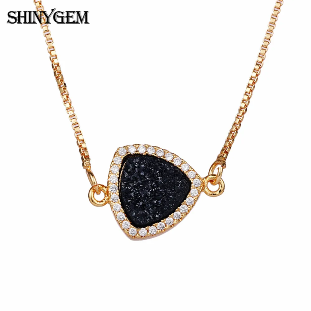 Ожерелья с кристаллами ShinyGem Inverted маленький изящный кулон из чистого золота