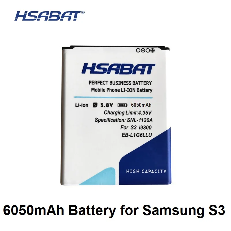 

HSABAT Battery 6050mAh for Samsung Galaxy S3 Grand DUOS Neo SIII i9300 i9300i i9308 i9305 i9082 i9080 i9060 i9301 EB-L1G6LLU