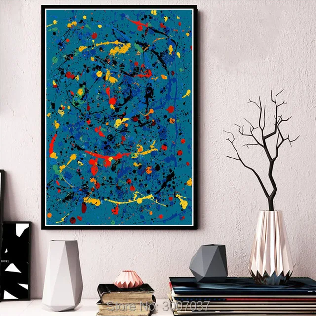 

Jackson Pollock Abstract Colorful Oil Painting Psychedelic 100%Hand-painted Canvas Paintings Wall Pictures For Living Room