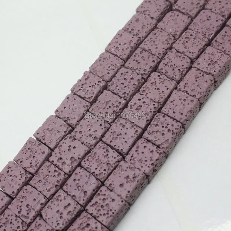 

Mini. order is $7! 10mm Purple Volcanic Lava Stone Square Loose Beads 15"