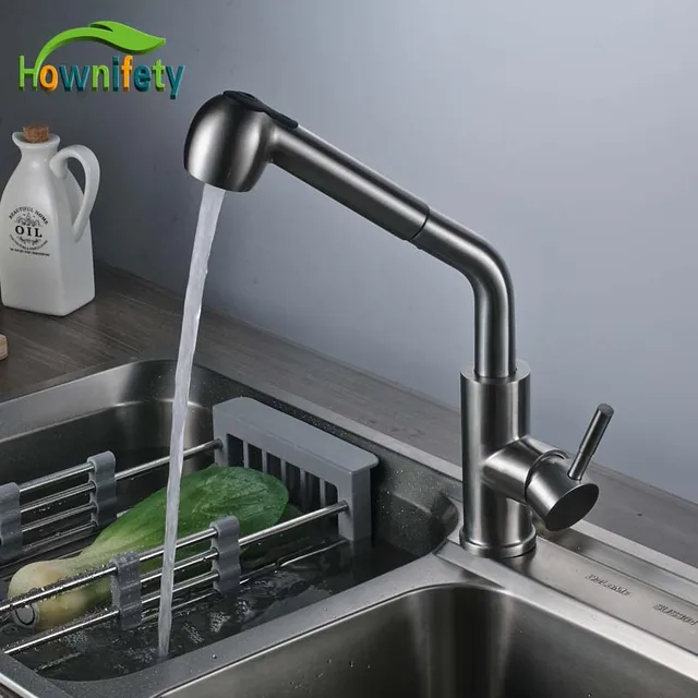 Best Price Brushed Nickle Kitchen Faucet Single Handle Hot&Cold Faucet Steam And Sprayer Head Pull Out Mixer Faucet