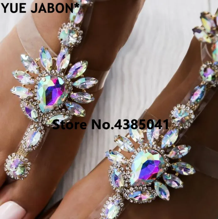 Women Rhinestones Chains Flat Sandals Thong Crystal Flip Flops Gladiator 43 women sandals,women flats,comfortable sandals